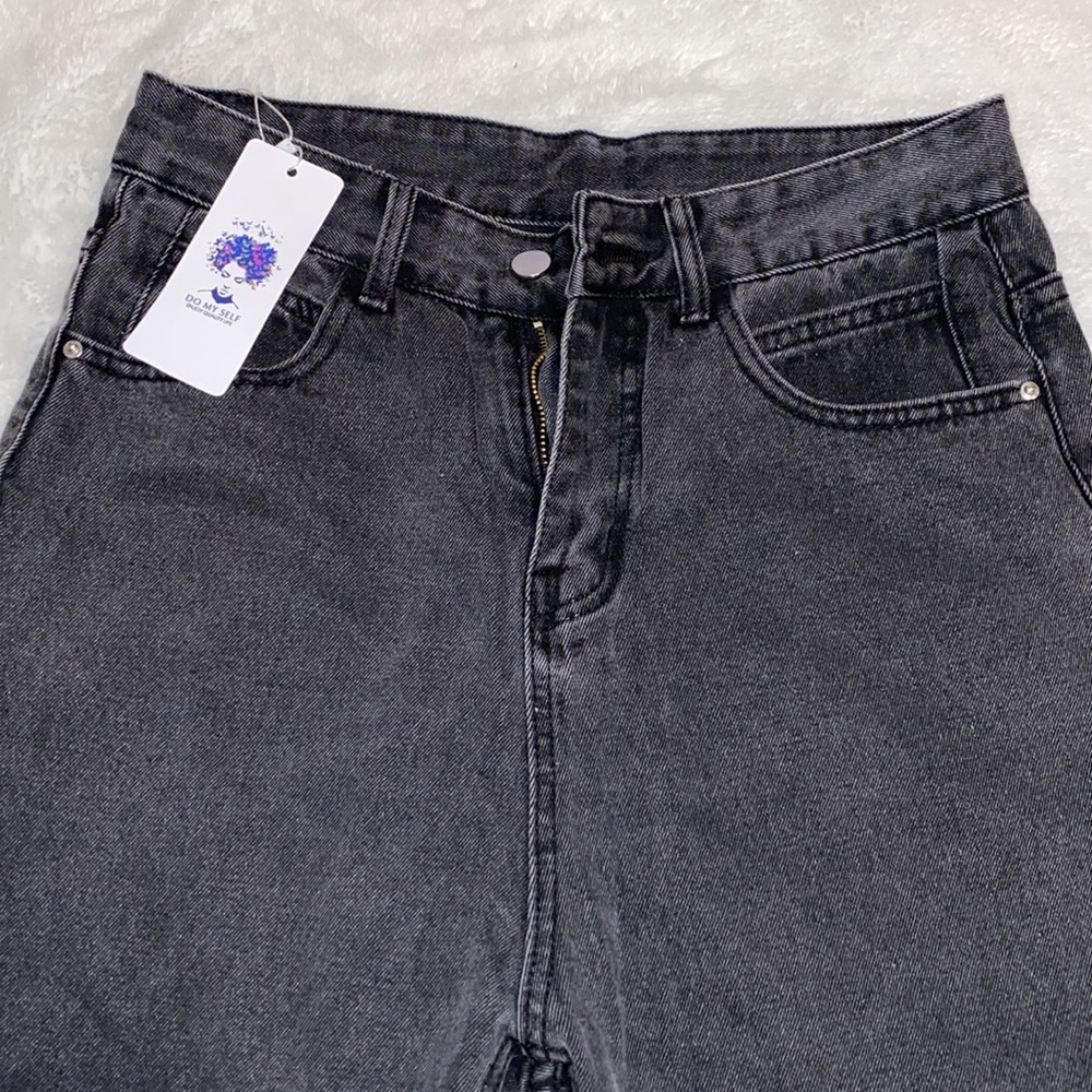 Black high waisted jeans fake heart back pockets - Picture 5 of 11